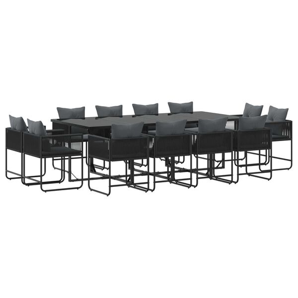vidaXL Ensemble de salle &agrave; manger pour jardin 13 pcs Noir Acier
