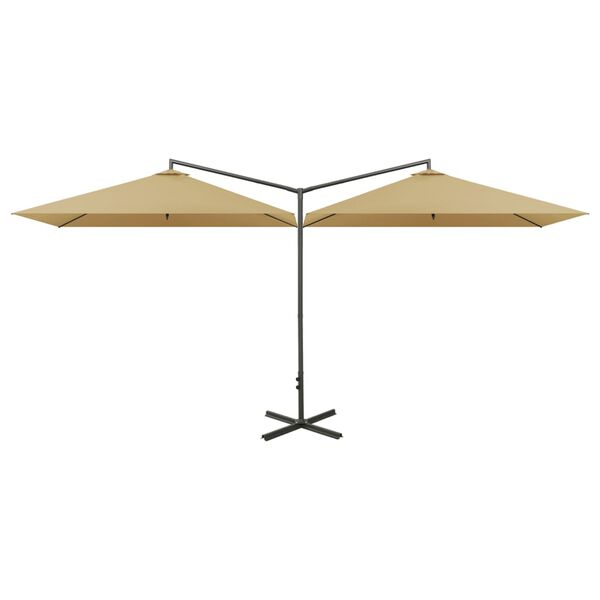 vidaXL Parasol de jardin double avec m&acirc;t en acier taupe 600x300 cm