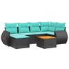 vidaXL Ensemble de canap&eacute; de jardin 7 pcs avec coussins noir r&eacute;sine tress&eacute;e