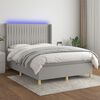 vidaXL Sommier &agrave; lattes de lit matelas LED Gris clair 140x190 cm Tissu