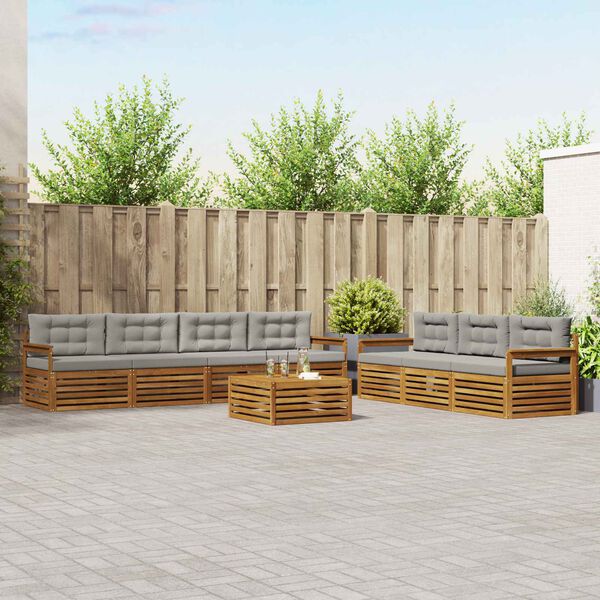 vidaXL Ensemble de canap&eacute;s d'ext&eacute;rieur 8 pcs Gris Naturel et Clair