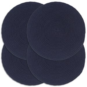 vidaXL Napperons 4 pcs Bleu marine Plain 38 cm Rond Coton