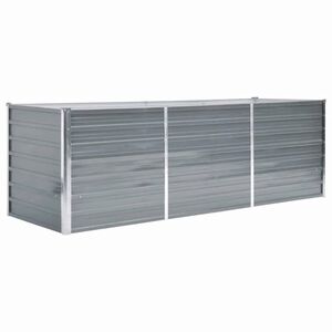 vidaXL Lit sur&eacute;lev&eacute; de jardin Acier galvanis&eacute; 240x80x77 cm Gris