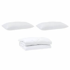 vidaXL Couette avec oreiller 3 pcs Blanc Microfibre
