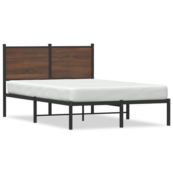 vidaXL Cadre de lit en m&eacute;tal sans matelas ch&ecirc;ne marron 120x190 cm
