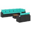vidaXL Salon de jardin 9 pcs avec coussins noir r&eacute;sine tress&eacute;e