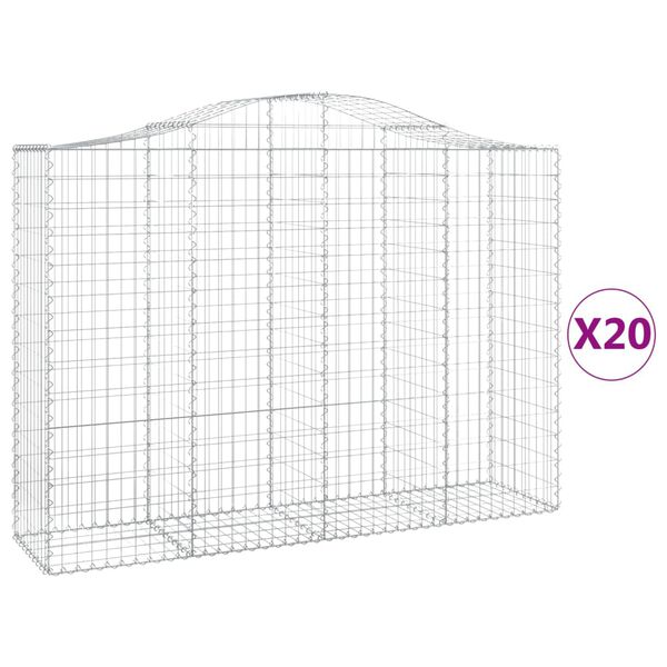 vidaXL Paniers &agrave; gabions arqu&eacute;s 20 pcs 200x50x140/160 cm Fer galvanis&eacute;