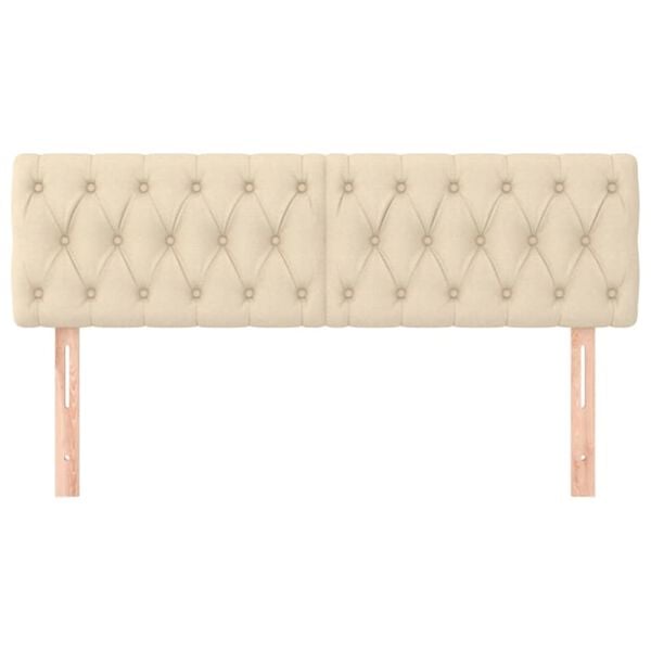 vidaXL T&ecirc;tes de lit 2 pcs Cr&egrave;me 80x7x78/88 cm Tissu