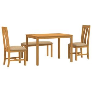 vidaXL Ensemble de salle &agrave; manger 4 pc Beige Bois de ch&ecirc;ne massif