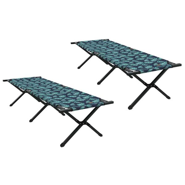 vidaXL Lit de camping pliant 2 pcs Foret 193 x 69 x 45 cm Tissu Oxford