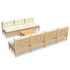 vidaXL Salon de jardin 8 pcs avec coussins cr&egrave;me Bois de pin