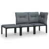 vidaXL Salon de jardin 3 pcs noir et gris résine tressée