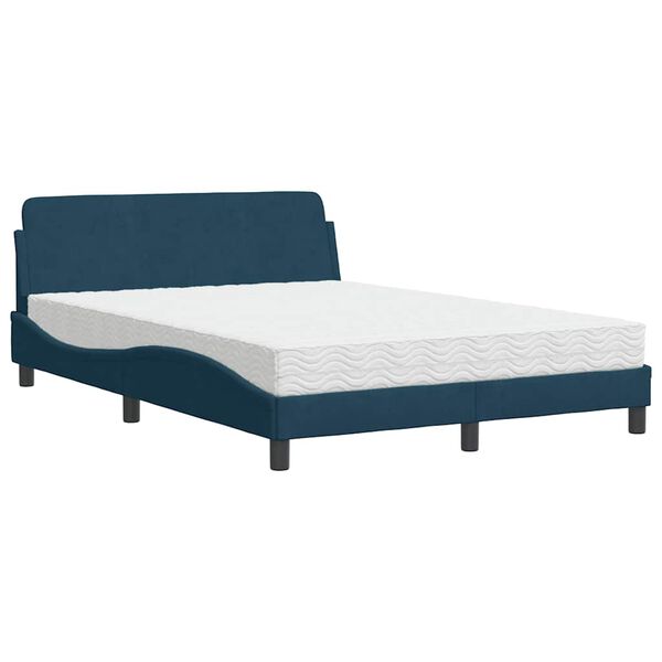 vidaXL Lit avec matelas Dover bleu 140x190 cm velours
