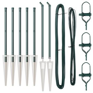 vidaXL Poteaux de clôture 7 pcs Vert Ø32mm 60 cm Acier galvanisé