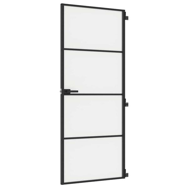 vidaXL Porte int&eacute;rieure mince noir 83x201,5 cm verre tremp&eacute; aluminium