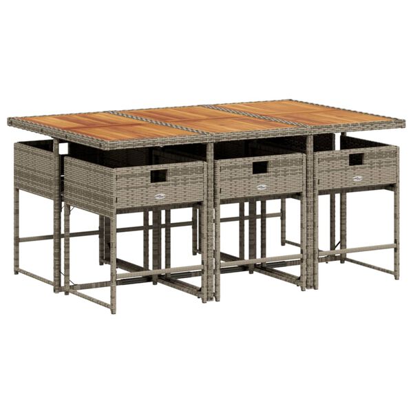 vidaXL Ensemble &agrave; manger de jardin et coussins 7 pcs gris rotin