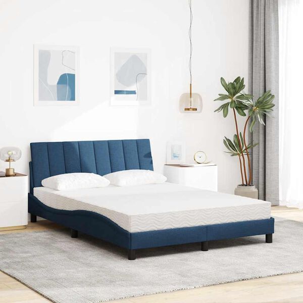 vidaXL Lit avec matelas Hanko bleu 120x200 cm tissu