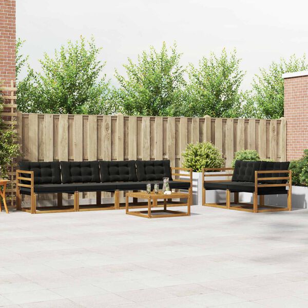 vidaXL Ensemble de canap&eacute;s d'ext&eacute;rieur 7 pcs Naturel et Noir