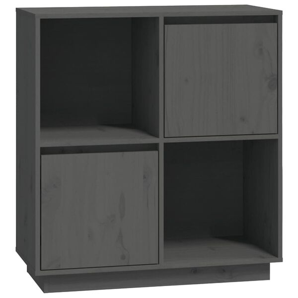 vidaXL Buffet Gris 74x35x80 cm Bois massif de pin