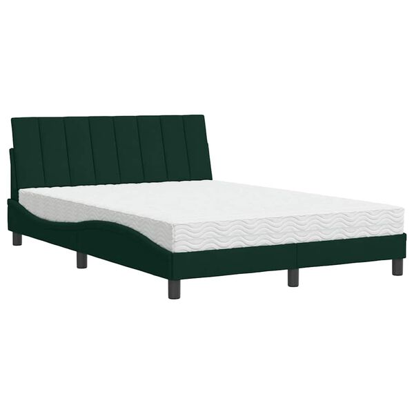 vidaXL Lit avec matelas Hanko vert fonc&eacute; 120x200 cm velours
