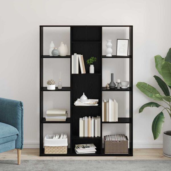 vidaXL Paravent Chêne noir 100 x 24 x 140 cm Bois d'ingénierie