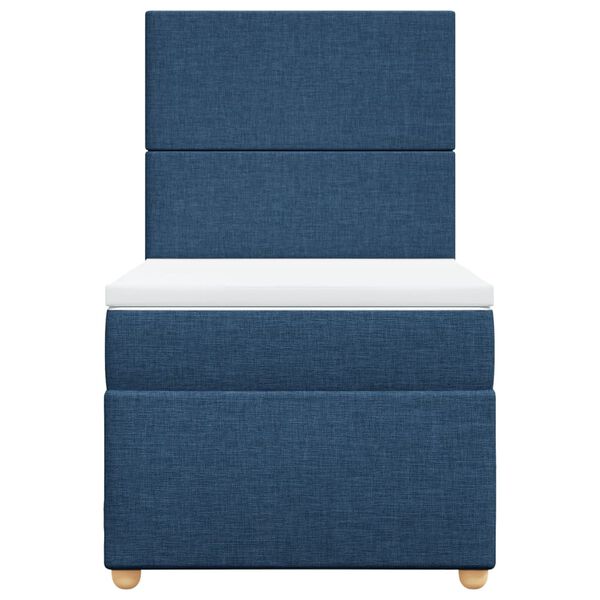 vidaXL Sommier &agrave; lattes de lit avec matelas Bleu 90x200 cm Tissu