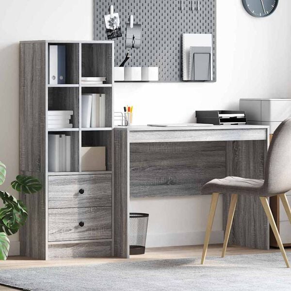 vidaXL Bureau avec tiroir 2 pcs Gris Sonoma