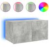 vidaXL Meuble TV mural avec lumi&egrave;res LED gris b&eacute;ton 60x35x31 cm