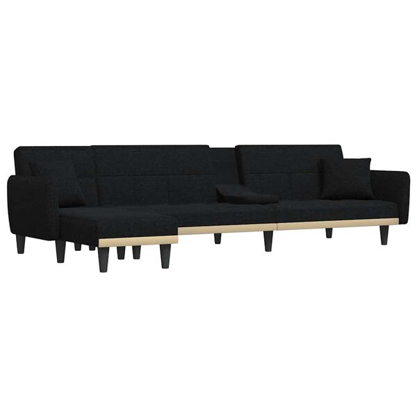 vidaXL Canap&eacute;-lit en forme de L noir 275x140x70 cm tissu