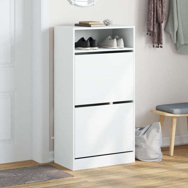vidaXL Armoire &agrave; chaussures blanc 60x34x116 cm bois d'ing&eacute;nierie