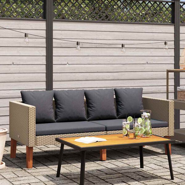vidaXL Canap&eacute; de jardin &agrave; 2 places avec coussins R&eacute;sine tress&eacute;e Beige