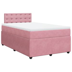 vidaXL Sommier &agrave; lattes de lit avec matelas Rose 120x200 cm Velours