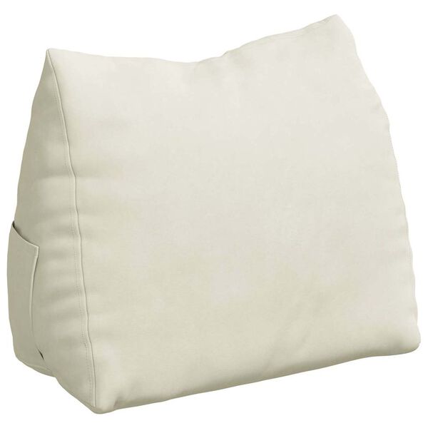 vidaXL Coussin de Dos Cr&egrave;me 45 x 20 x 35 cm Tissu en velours c&ocirc;tel&eacute;