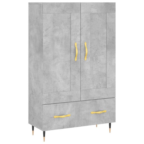 vidaXL Buffet haut gris béton 69,5x31x115 cm bois d'ingénierie