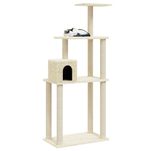 vidaXL Arbre à chat avec griffoirs en sisal Crème 147 cm