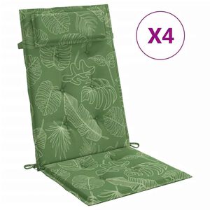vidaXL Coussins de chaise &agrave; dossier haut lot de 4 mod&egrave;le de feuille