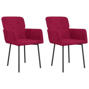 vidaXL Chaises &agrave; manger lot de 2 Rouge bordeaux Velours