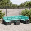 vidaXL Salon de jardin 8 pcs avec coussins noir r&eacute;sine tress&eacute;e