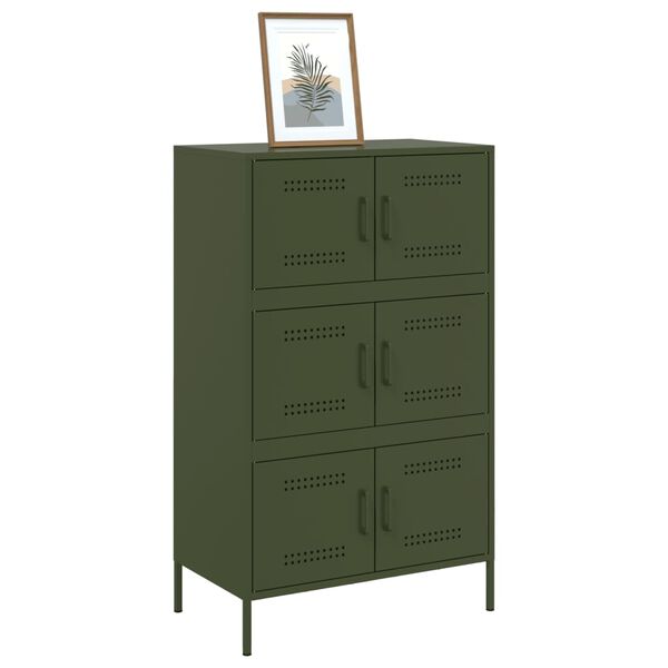 vidaXL Buffet haut vert olive 68x39x113 cm acier