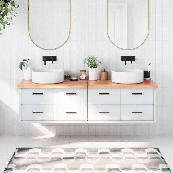 vidaXL Comptoir de salle de bain marron 180x40x(2-4) cm bois trait&eacute;