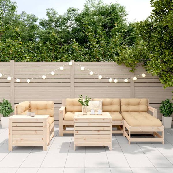 vidaXL Salon de jardin 7 pcs bois de pin massif