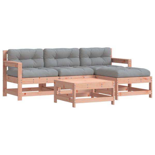 vidaXL Salon de jardin 5 pcs avec coussins bois massif douglas
