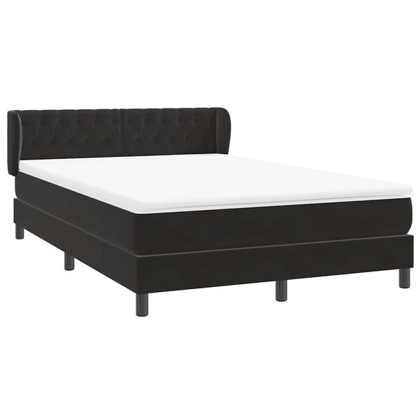 vidaXL Sommier &agrave; lattes de lit avec matelas noir 160x210 cm velours