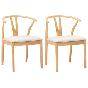vidaXL Chaise de salle &agrave; manger 2 pc Bois de Caoutchouc Massif