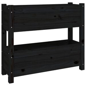 vidaXL Jardini&egrave;re Noir 77x25x66 cm Bois massif de pin