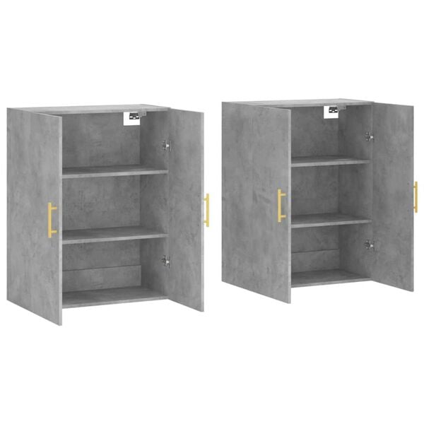 vidaXL Armoires murales 2 pcs gris b&eacute;ton 69,5x34x90 cm