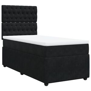vidaXL Sommier &agrave; lattes de lit et matelas Noir 80x200 cm Velours