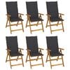 vidaXL Chaises pliantes 6 pi&egrave;ces avec coussins en bois d'acacia massif