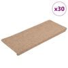 vidaXL Tapis d'escalier auto-adh&eacute;sifs 30 pcs beige 65x24,5x3,5 cm