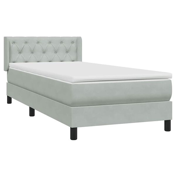 vidaXL Sommier &agrave; lattes de lit et matelas gris clair 80x210 cm velours